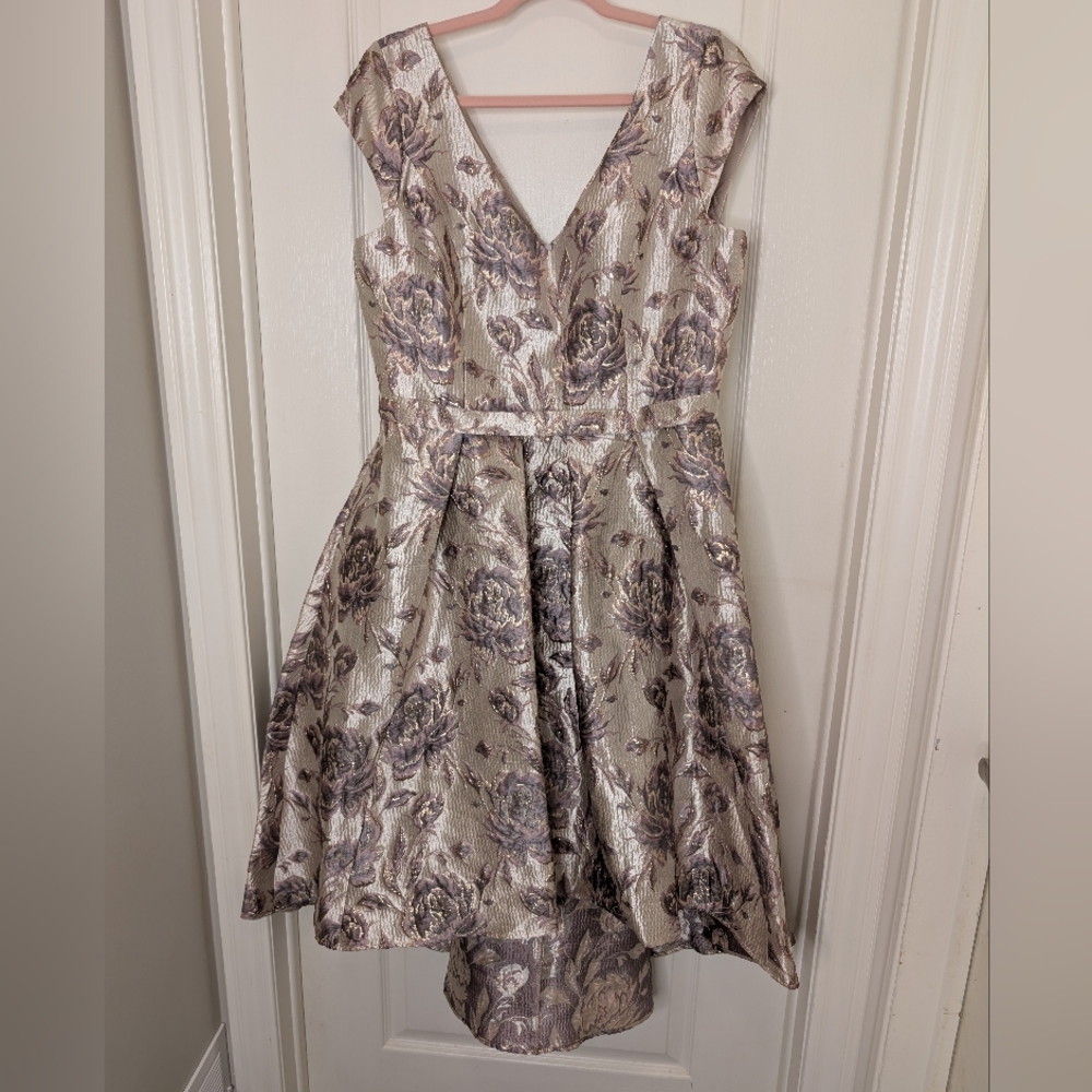 David's Bridal Floral V-Neck Sleeveless Dress